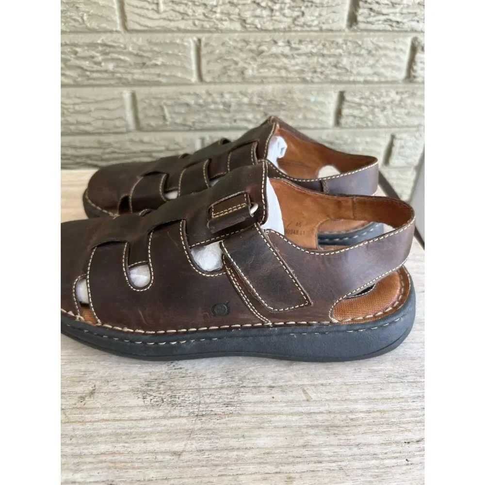 Born Men's Brown Leather Fisherman Sandals - Casual Comfort size11